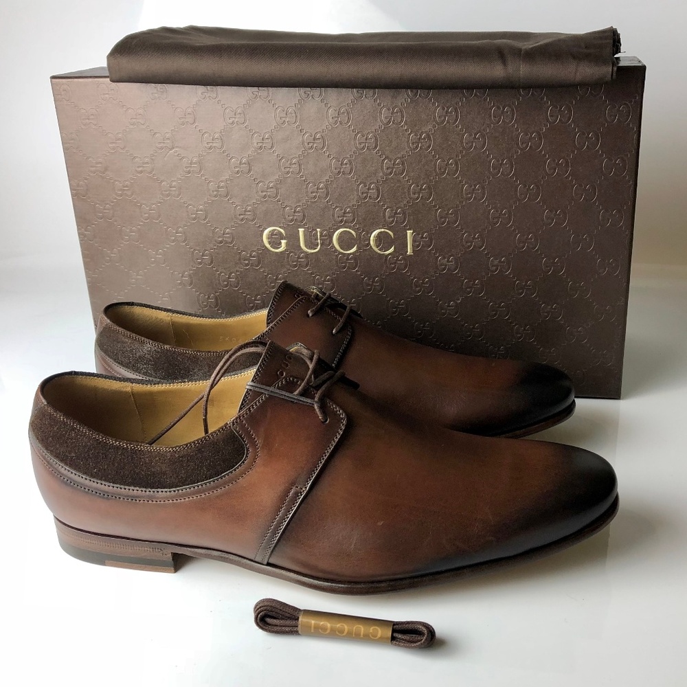 Gucci Betis Glamour/Queen Cocoa Lace-Up Shoes 6.5G